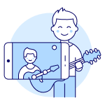 ילד מנגן על גיטרה